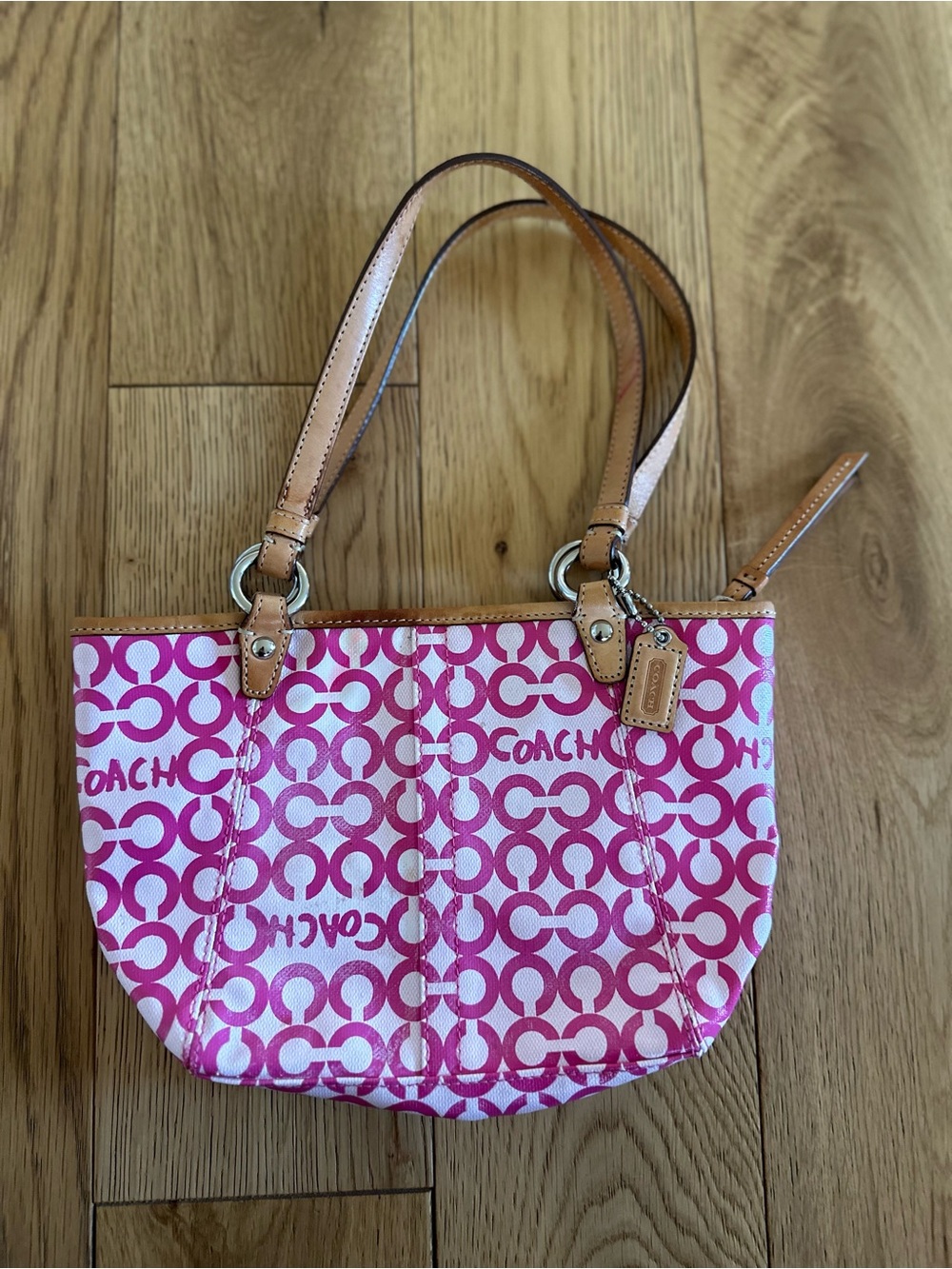 Pink Coach Leah Op Art Mini Signature Tote bag